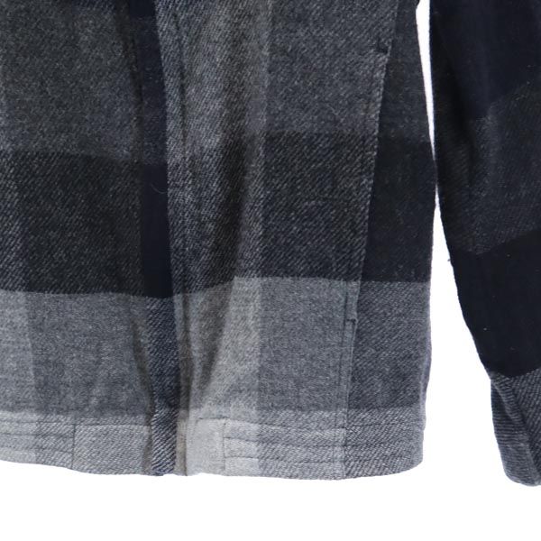 【美品】ステファンシュナイダー　フーデッドウールジャケットXL ウール　グレー ステファンシュナイダー チェック柄 スタンドカラー ウールジャケット