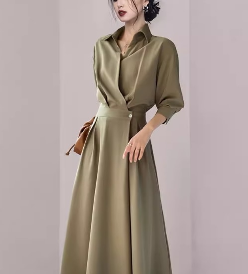 レディース ワンピース シャツワンピ ミモレ ロング 長袖 Vネック 襟付き ポロカラー スリム 細身 Aライン ウエストマーク ハイウエスト 大人可愛い きれいめ シンプル カジュアル 上品 レディース ワンピース シャツワンピ ミモレ ロング 長袖 Vネック 襟付き ポロカラー スリム 細身 Aライン ウエストマーク ハイウエスト 大人可愛い きれいめ シンプル カジュアル 上品