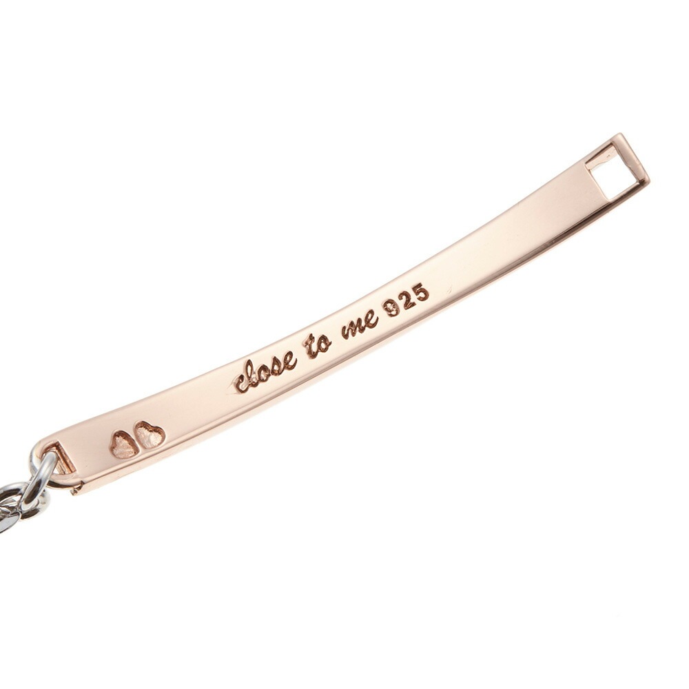 フランス語メッセージプレートチェーンブレスレット シルバー925製 ハート ピンクゴールド vous フランス語メッセージプレートチェーンブレスレット シルバー925製 ハート ピンクゴールド vous