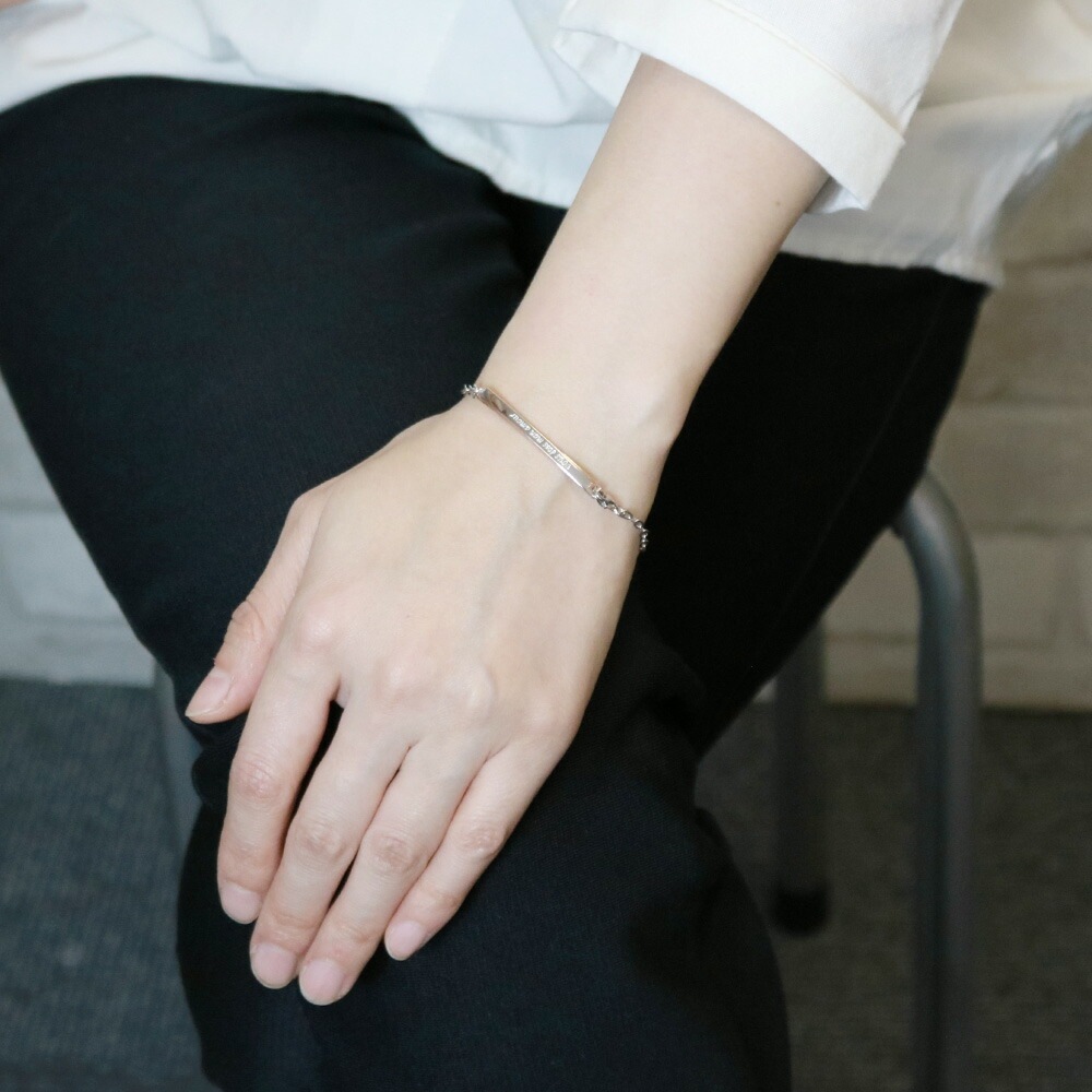 フランス語メッセージプレートチェーンブレスレット シルバー925製 ハート ピンクゴールド vous フランス語メッセージプレートチェーンブレスレット シルバー925製 ハート ピンクゴールド vous