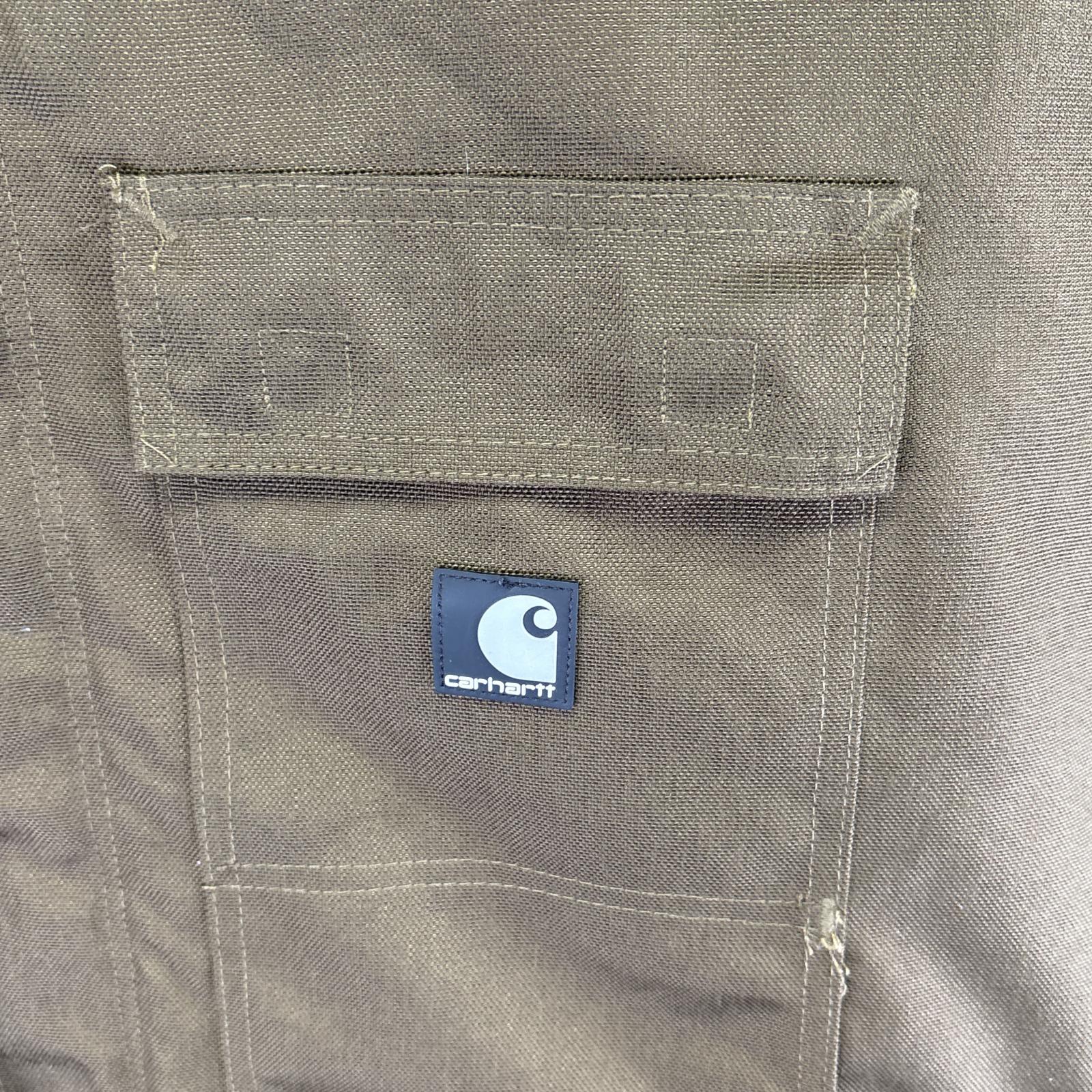 古着 ナイロンダックジャケット フルジップ 中綿 カバーオール 大きいサイズ ワーク ワンポイントロゴ ブラウン系 メンズ