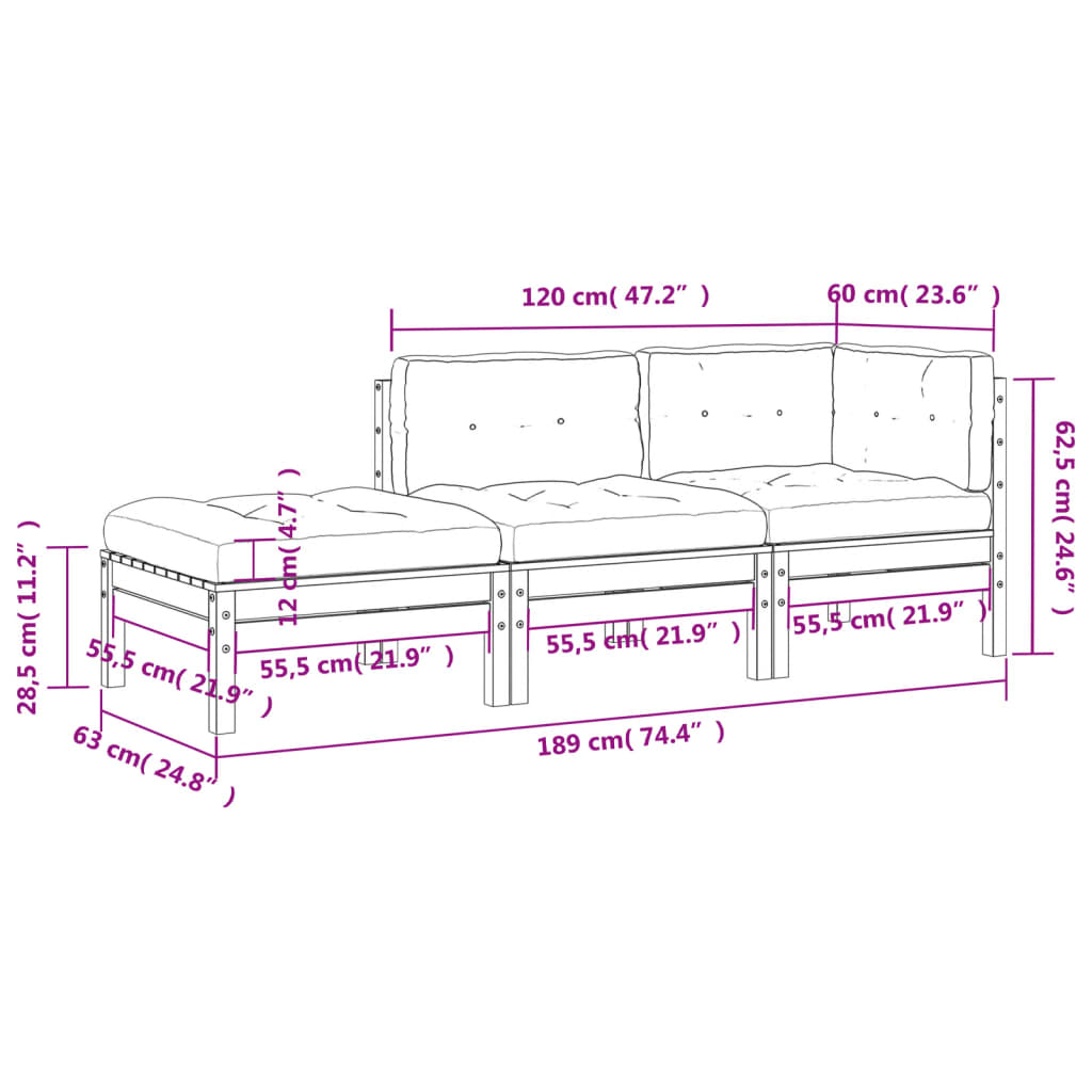 2人掛ガーデンソファ クッション＆フットスツール付き
