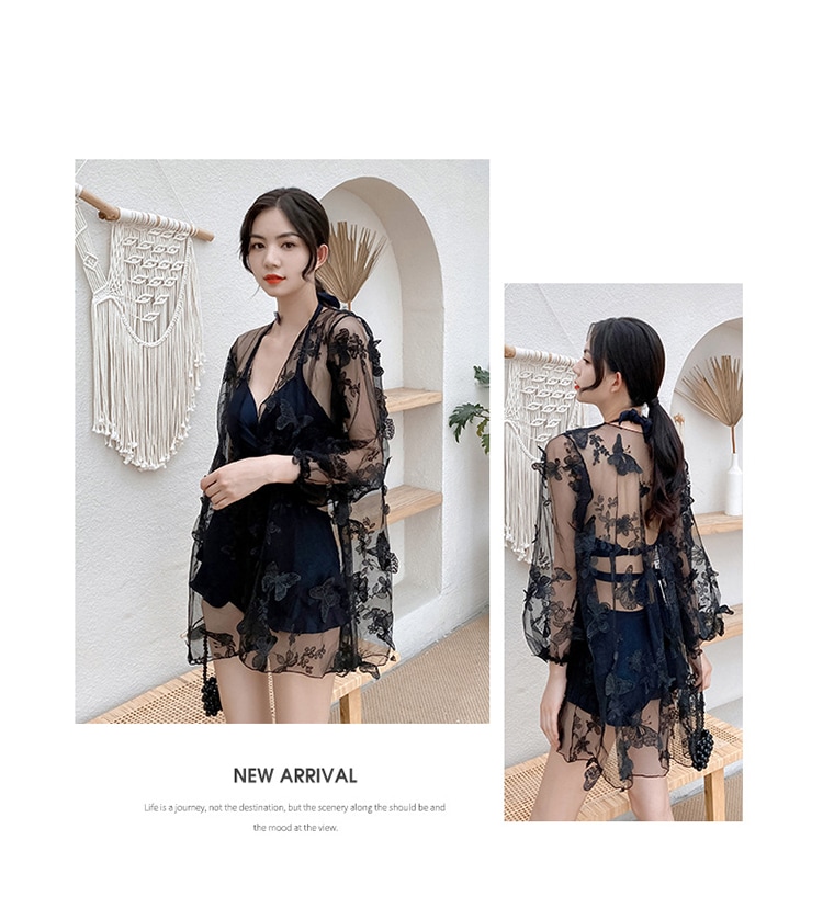 ラッシュガード付き水着 レディース セクシー 一体型 ビキニ 水着 2点セット 体型カバー お洒落 透け感 過激 大きいサイズ 花柄 深ｖネック ハイレグ ハイウエスト ワイヤ入り パット入り 温泉水