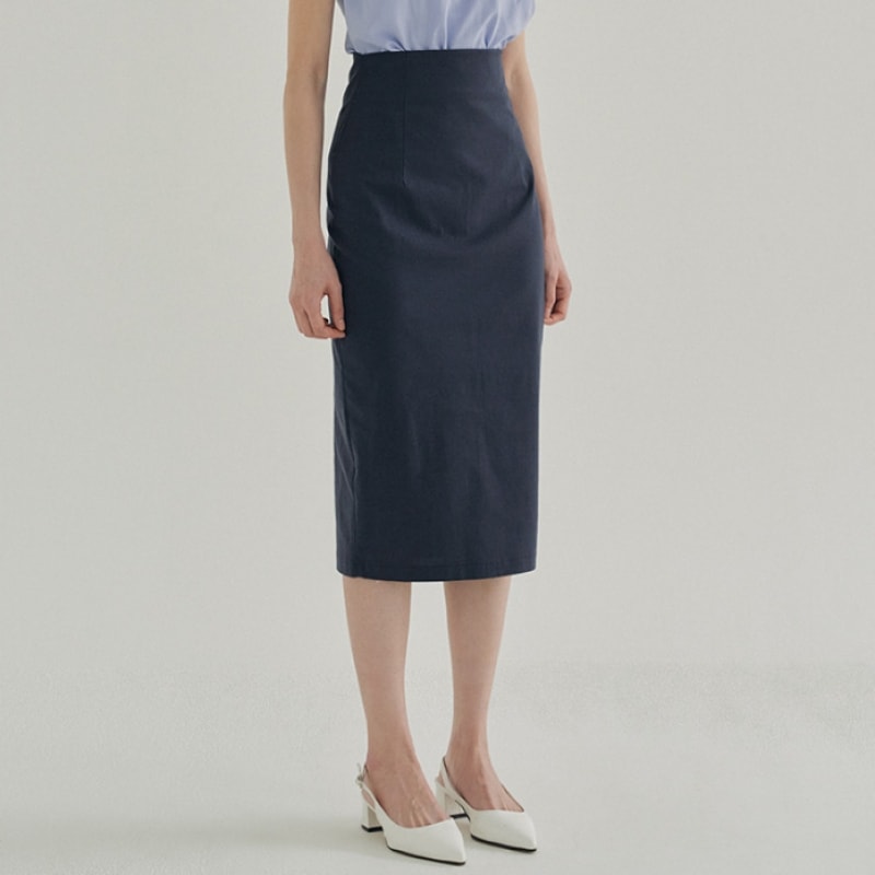 REORG FJD リネンバックスリットスカート ブルー