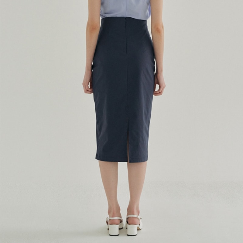 REORG FJD リネンバックスリットスカート ブルー