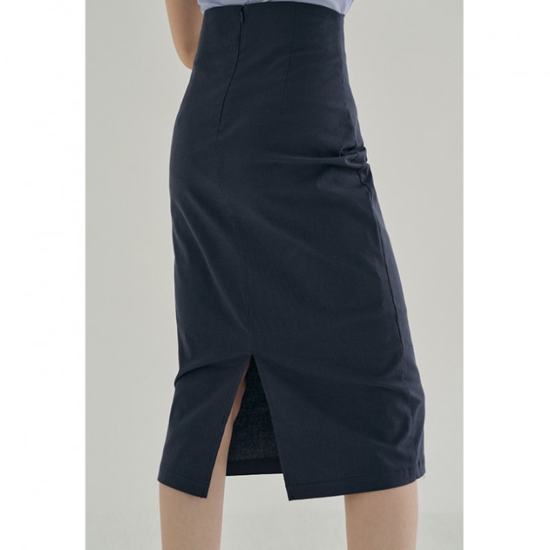 REORG FJD リネンバックスリットスカート ブルー