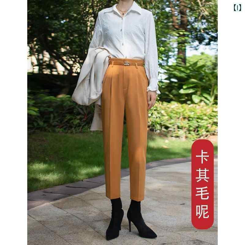 スラックス レディース 夏 薄手 クロップドパンツ ストレート センタープレス タック ポケット ハイウエスト スリム カジュアル オフィス シンプル カーキ 黒 大きめサイズ