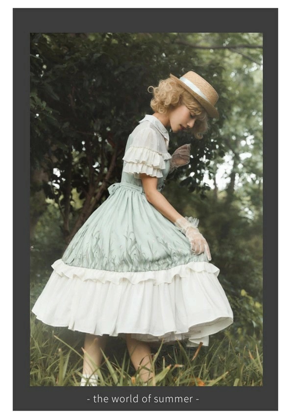 ロリータワンピース リーフ柄 春夏用 ミモレ丈 切り替え ゴスロリ レディース ワンピース Aライン ロリィタファッション フリル レース リボン 半袖 日常着 洋服 コスチューム 衣装 エレガント ロリータワンピース リーフ柄 春夏用 ミモレ丈 切り替え ゴスロリ レディース ワンピース Aライン ロリィタファッション フリル レース リボン 半袖 日常着 洋服 コスチューム 衣装 エレガント