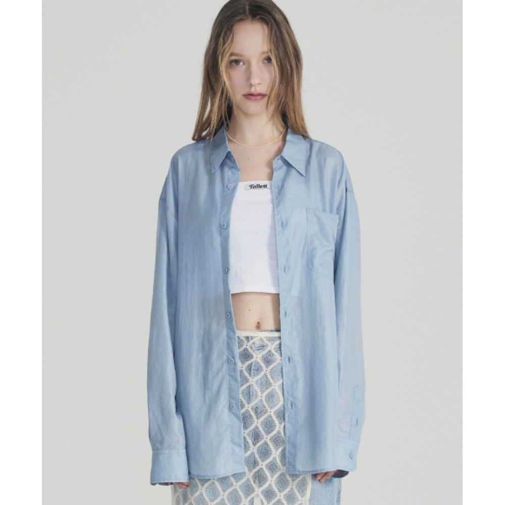 FALLETT ルーズフィットシアーシャツグレイシーブルー