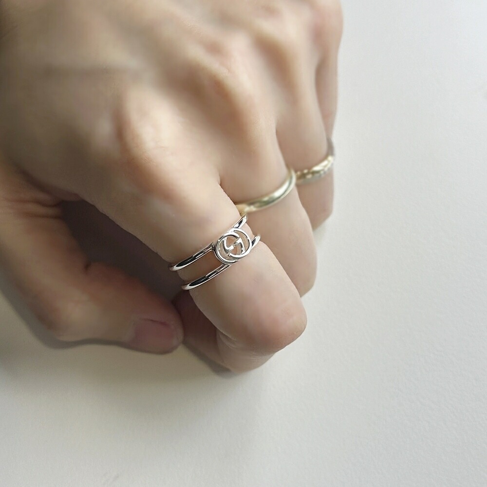 グッチ リング 指輪 メンズ レディース ユニセックス シルバー925 選べるサイズ シンプル ロゴ おしゃれ ブランドアクセサリー 誕生日 結婚式 結婚記念日 プレゼント 夫 妻