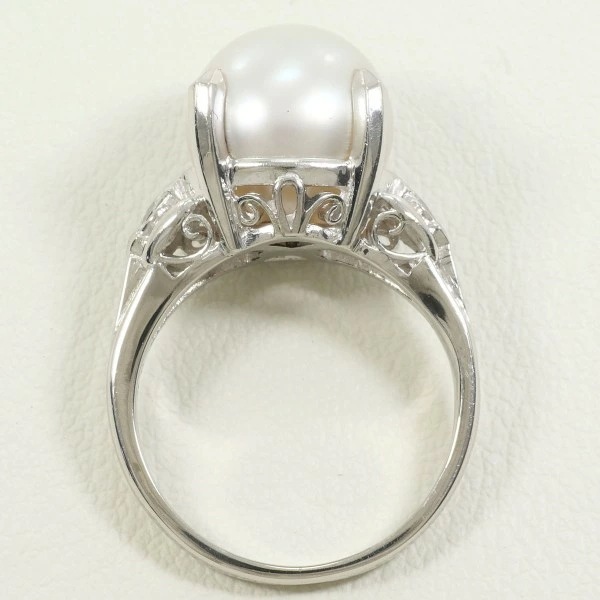 PT900 プラチナ リング 12号 パール(真珠) 約11mm ダイヤ 0.09 中古 PT900 プラチナ リング 12号 パール(真珠) 約11mm ダイヤ 0.09 中古