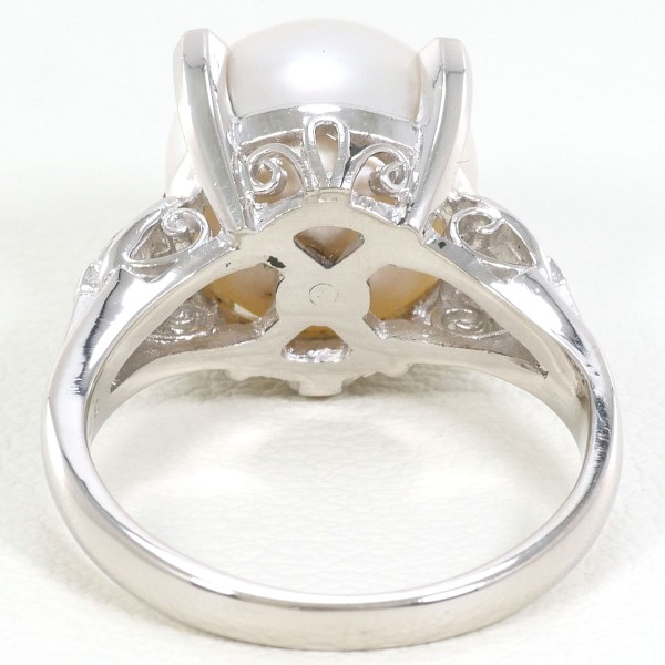PT900 プラチナ リング 12号 パール(真珠) 約11mm ダイヤ 0.09 中古 PT900 プラチナ リング 12号 パール(真珠) 約11mm ダイヤ 0.09 中古