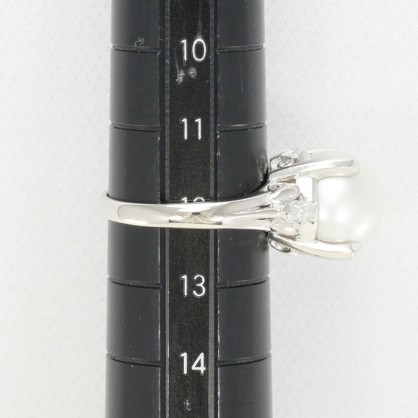 PT900 プラチナ リング 12号 パール(真珠) 約11mm ダイヤ 0.09 中古 PT900 プラチナ リング 12号 パール(真珠) 約11mm ダイヤ 0.09 中古