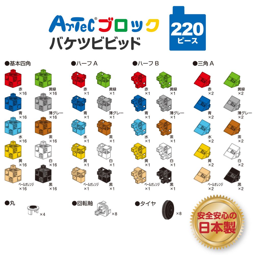 Artecブロック バケツ220 ビビット 220pcs 76536 Artecブロック バケツ220 ビビット 220pcs 76536