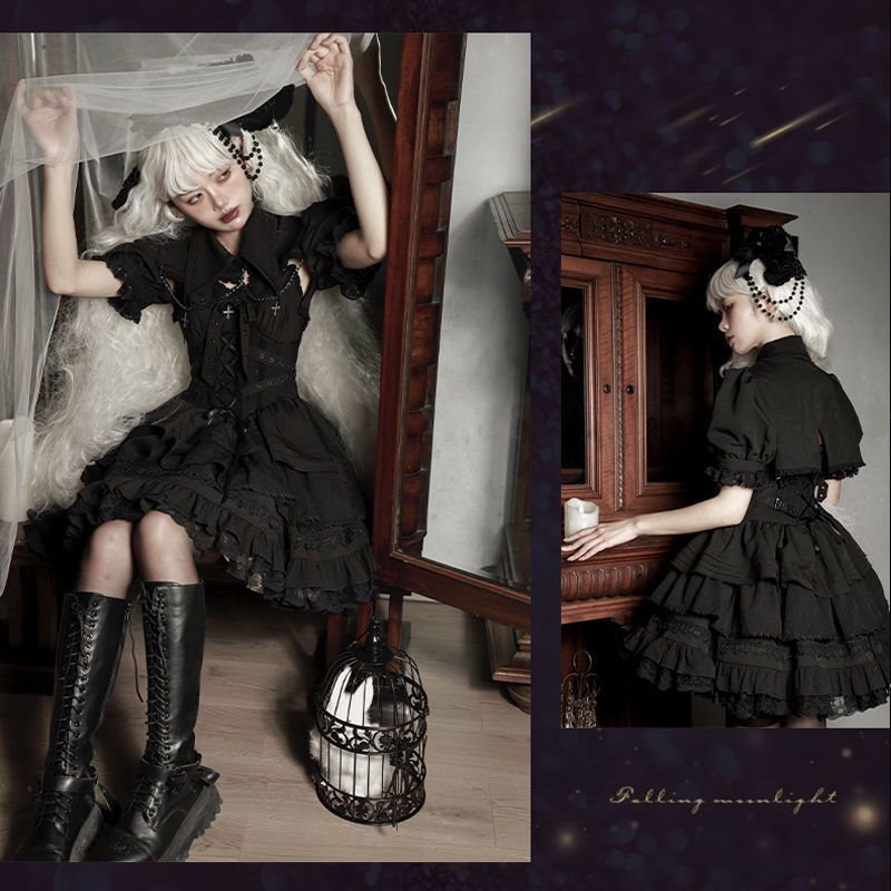 ロリータドレス ゴシック JSK エレガント 可愛い ドレス コントラクトクロス 編み上げ 綺麗 pattayablatt.com