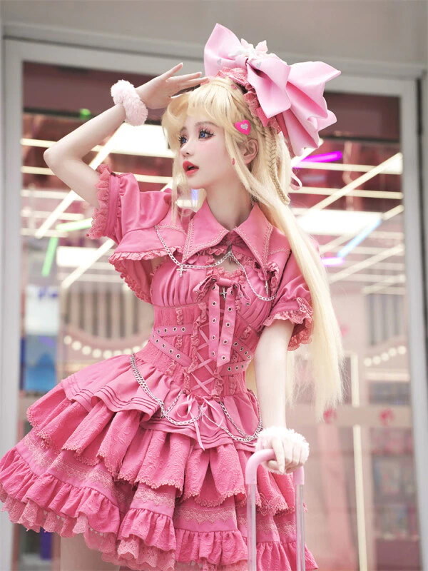 ロリータドレス ゴシック JSK エレガント 可愛い ドレス コントラクトクロス 編み上げ 綺麗 pattayablatt.com