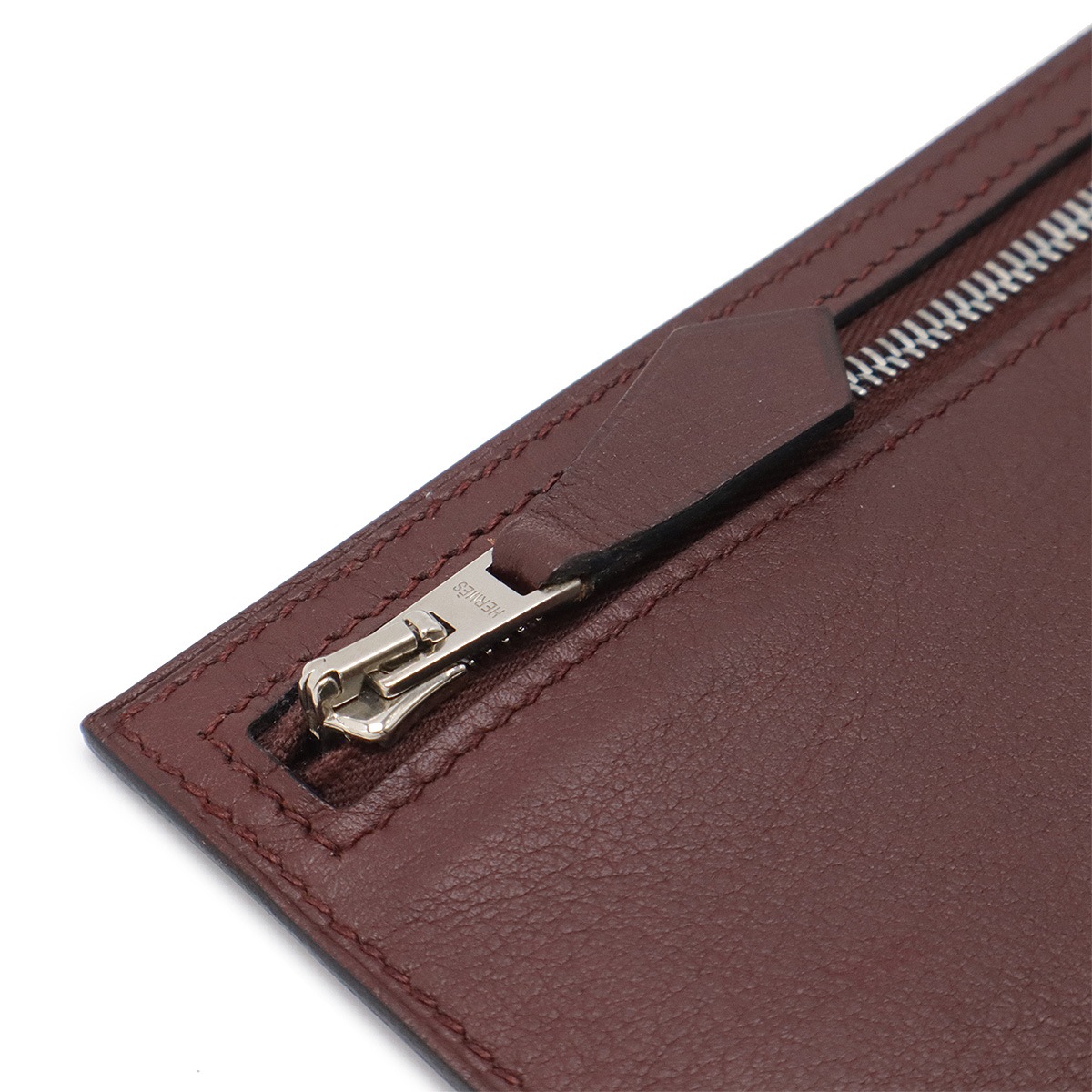 クラッチバッグ セカンドバッグ マチなし レザー ボルドー シルバー金具 L刻 クラッチバッグ セカンドバッグ マチなし レザー ボルドー シルバー金具 L刻