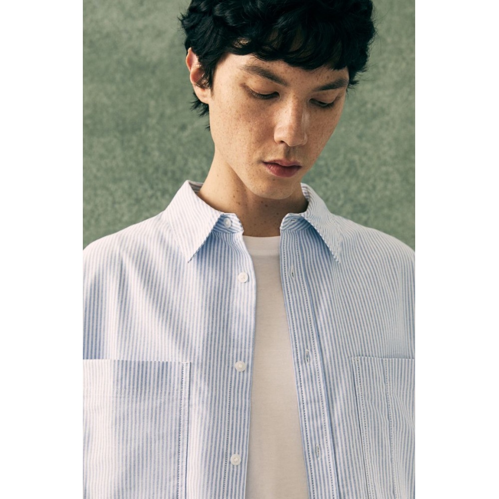 H&M ルーズフィットオックスフォードシャツライトブルー/ストライプ H&M ルーズフィットオックスフォードシャツライトブルー/ストライプ