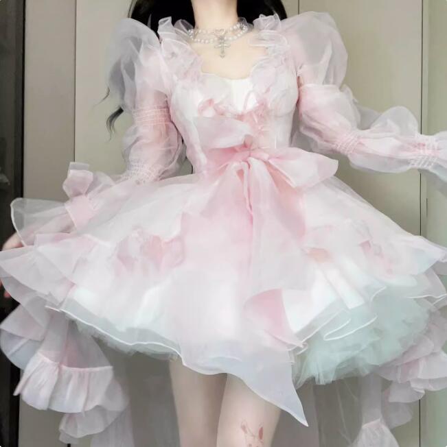 [高品質]ワンピース Lolita レディースワンピース 可愛い 姫様 ロリータ風ワンピ 萌え萌え 日系女子中高生 イベント衣装 切り替え風 コスチューム 衣装 学園祭 文化祭 日常着 写真撮影 舞台