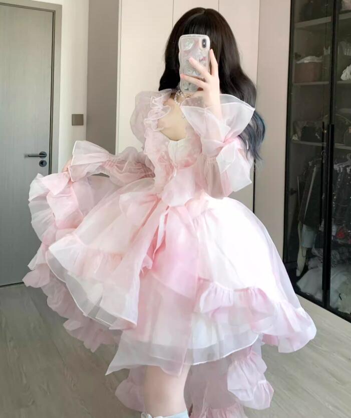 [高品質]ワンピース Lolita レディースワンピース 可愛い 姫様 ロリータ風ワンピ 萌え萌え 日系女子中高生 イベント衣装 切り替え風 コスチューム 衣装 学園祭 文化祭 日常着 写真撮影 舞台