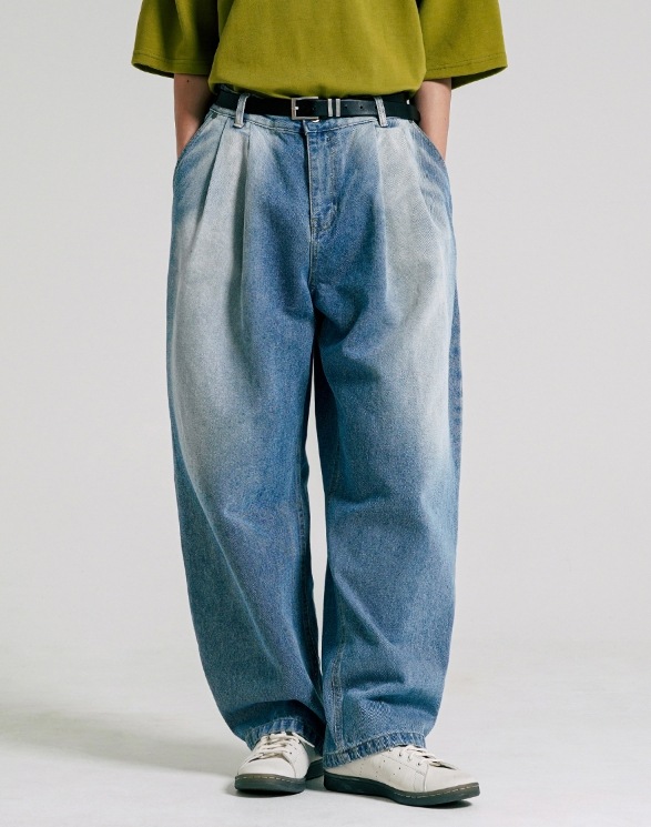 [JEMUT]★ICE TWO TUCK WASHING WIDE DENIM PANTS JEMUT] Ice Two Tuck Washing Wide Denim Pants デニム・ジーンズ