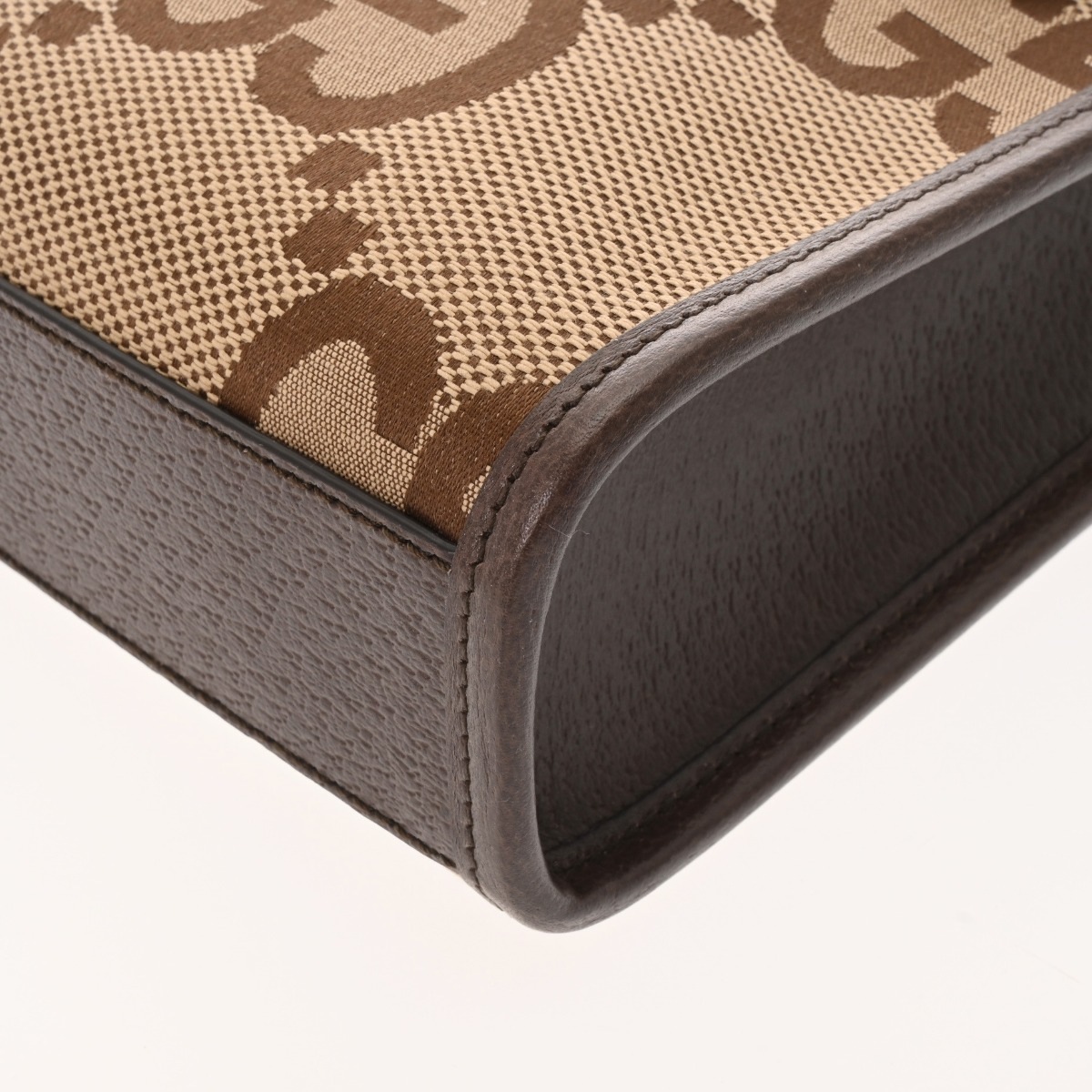 ミニ トートバッグ ジャンボGG 2WAY ベージュ/ブラウン 699406 レディース GGキャンバス レザー ハンドバッグ 新同 中古 銀蔵 ミニ トートバッグ ジャンボGG 2WAY ベージュ/ブラウン 699406 レディース GGキャンバス レザー ハンドバッグ 新同 中古 銀蔵