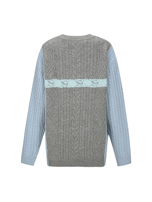 ADSB ANDERSSON BELL for WOMEN LACE LINGERIE BOYFRIEND-FIT KNIT atb1182w(GREY) 限定版 韓国の人気ファッションブランド