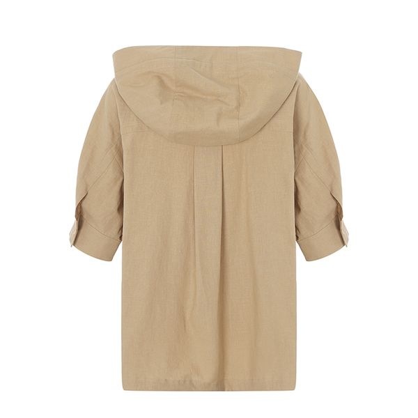 (ニューヨーク訪問) リネンフード付きストリングピンタックジャンパー (VY4JP22)