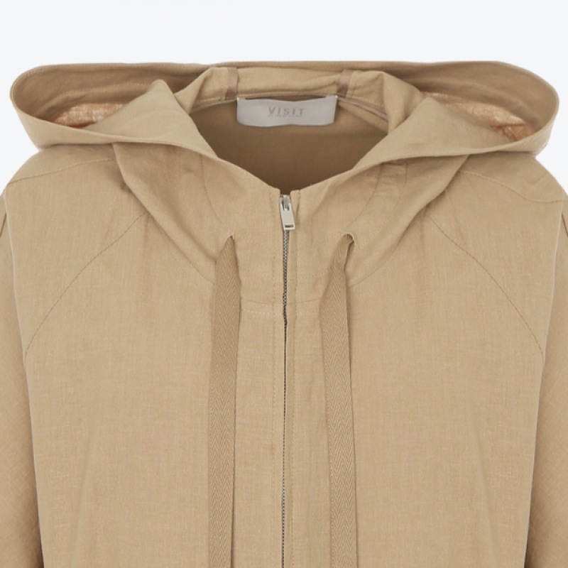 (ニューヨーク訪問) リネンフード付きストリングピンタックジャンパー (VY4JP22)