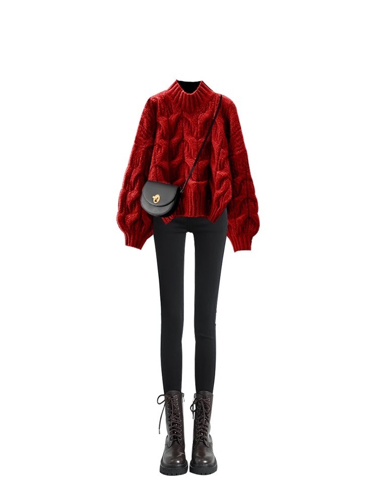 【送料無料】ストリートミルクの優しいスタイル良い赤いセーター旧正月スーツとツーピース痩身ペンシルパンツの完全なセット 母の日のプレゼント 【送料無料】ストリートミルクの優しいスタイル良い赤いセーター旧正月スーツとツーピース痩身ペンシルパンツの完全なセット 母の日のプレゼント