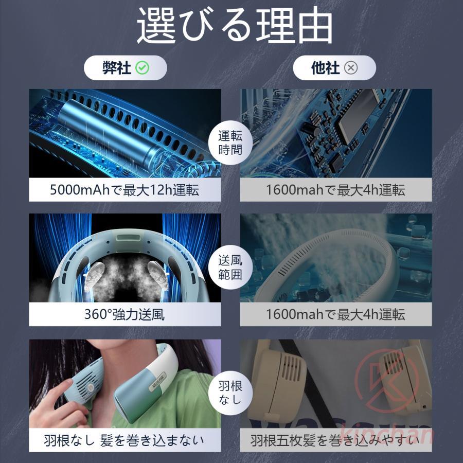 ネッククーラー 首掛け扇風機 冷却プレート 軽量 扇風機 倍冷感 五段階調節 5000mAh 12時間連続稼働 首掛けクーラー 携帯便利 大風量 冷感 敬老日