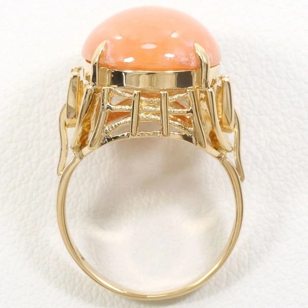 K18 18金 YG イエローゴールド リング 指輪 9号 サンゴ ジュエリー 中古