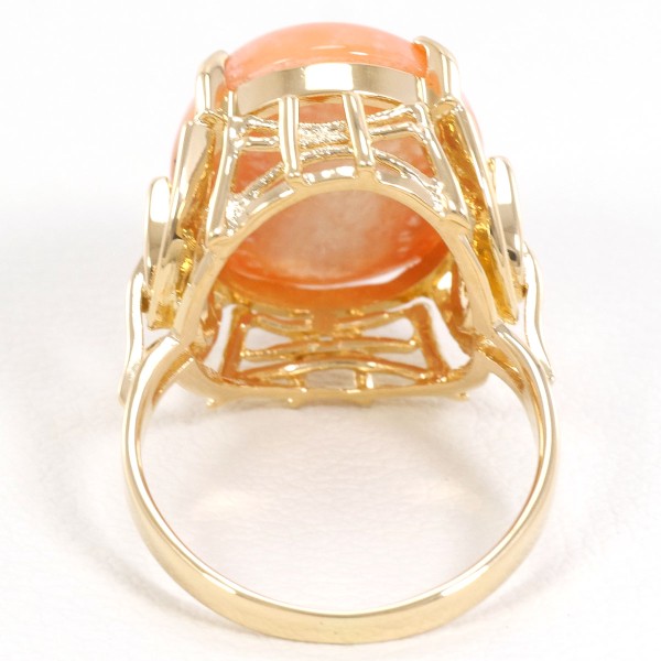 K18 18金 YG イエローゴールド リング 指輪 9号 サンゴ ジュエリー 中古