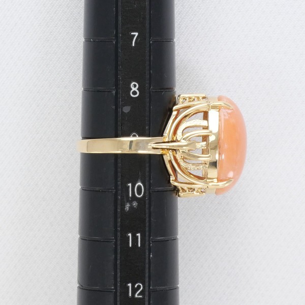 K18 18金 YG イエローゴールド リング 指輪 9号 サンゴ ジュエリー 中古
