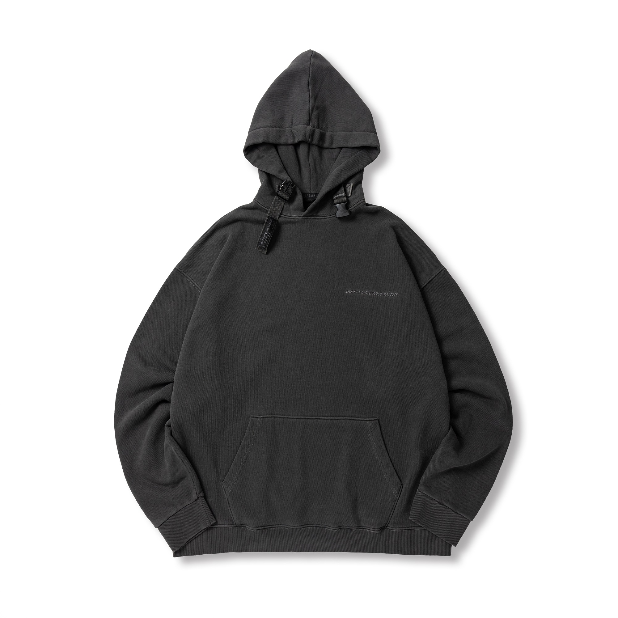 ピグメントスローガンバックルパーカー-ダークグレー ピグメントスローガンバックルパーカー-ダークグレー