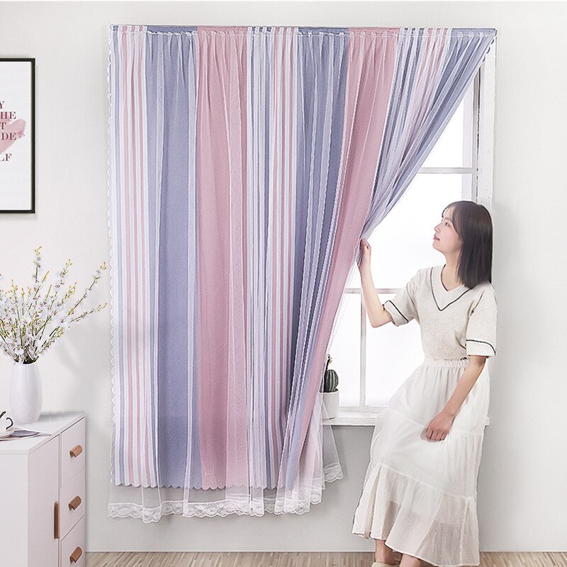 カーテン短いハーフカーテンガーゼカーテン和風穴あきフリー寝室風風ベルクロ和風暖かくロマンチックあまり