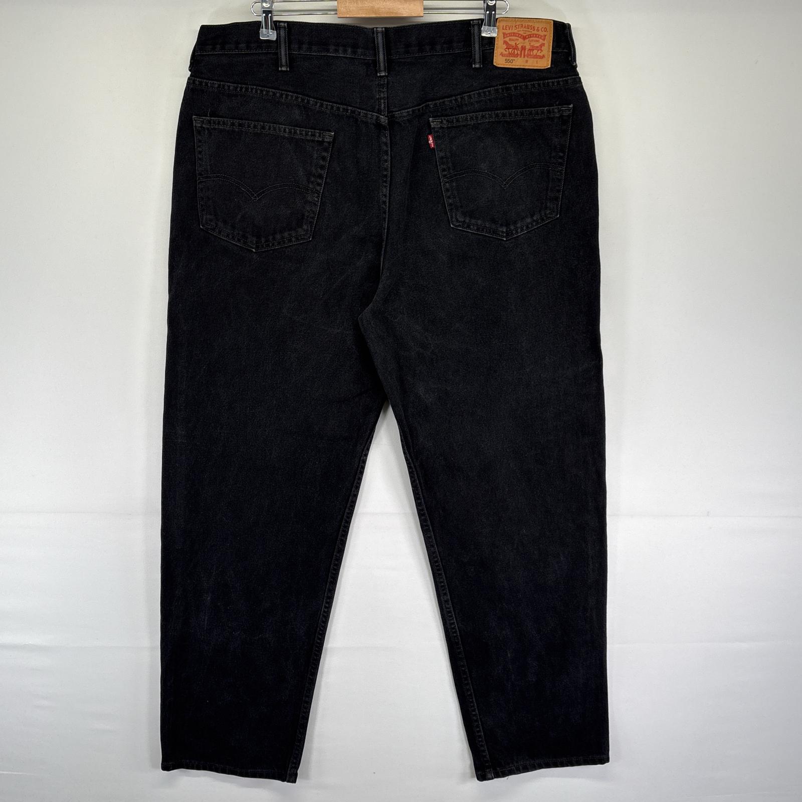 古着 デニムパンツ 550 テーパード 5ポケット ジーンズ ジーパン 色落ち ヒゲ 長ズボン w44 L34 ブラック メンズ 古着 デニムパンツ 550 テーパード 5ポケット ジーンズ ジーパン 色落ち ヒゲ 長ズボン w44 L34 ブラック メンズ