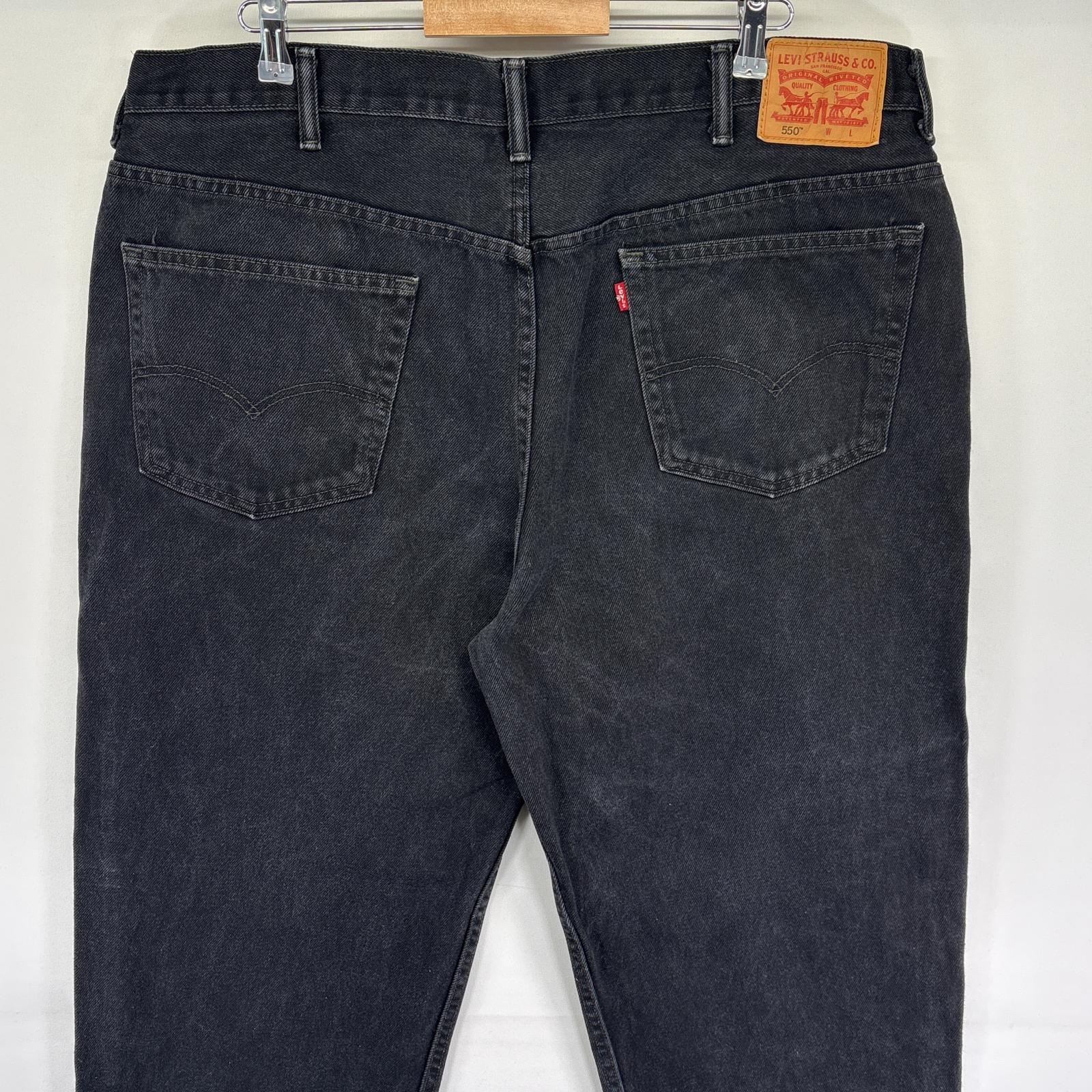 古着 デニムパンツ 550 テーパード 5ポケット ジーンズ ジーパン 色落ち ヒゲ 長ズボン w44 L34 ブラック メンズ 古着 デニムパンツ 550 テーパード 5ポケット ジーンズ ジーパン 色落ち ヒゲ 長ズボン w44 L34 ブラック メンズ