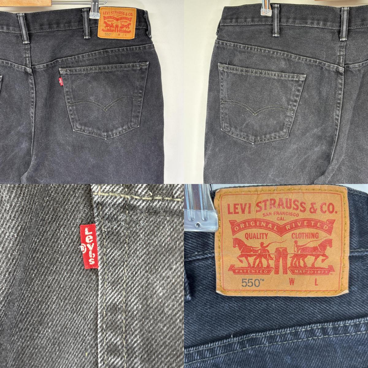 古着 デニムパンツ 550 テーパード 5ポケット ジーンズ ジーパン 色落ち ヒゲ 長ズボン w44 L34 ブラック メンズ 古着 デニムパンツ 550 テーパード 5ポケット ジーンズ ジーパン 色落ち ヒゲ 長ズボン w44 L34 ブラック メンズ