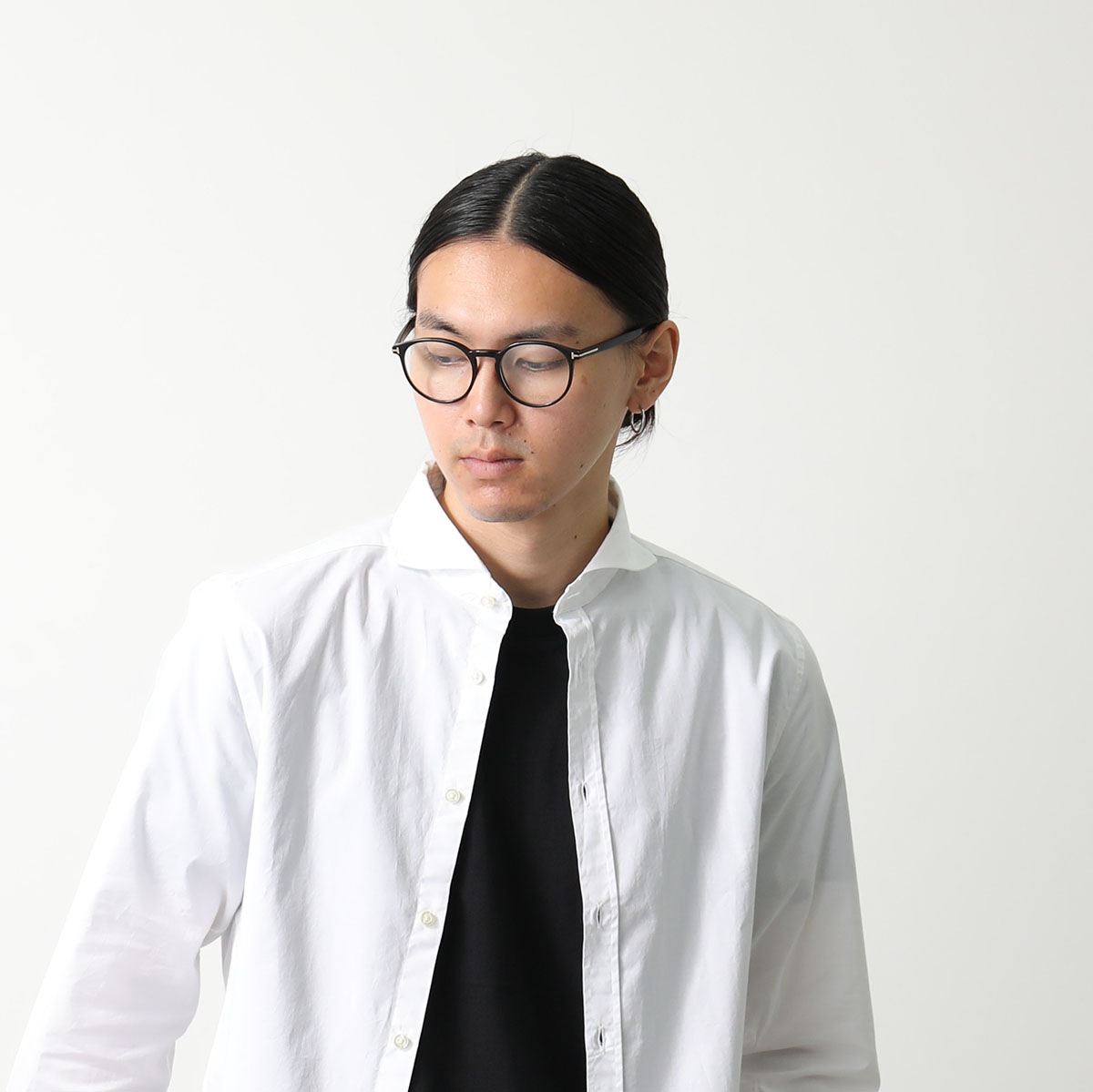 TOM FORD トムフォード メガネ TF5524 FT5524 メンズ ボストン型 フルリム めがね 眼鏡 伊達メガネ 黒縁メガネ Tロゴ アイウェア 001