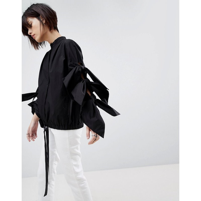 エイソス レディース トップス【ASOS WHITE Extreme Bow Sleeve Top】Black エイソス レディース トップス【ASOS WHITE Extreme Bow Sleeve Top】Black