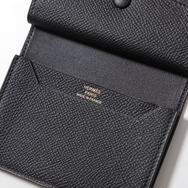 エルメス ベアンコンパクト レザーウォレット 財布 Z刻印 ブラック