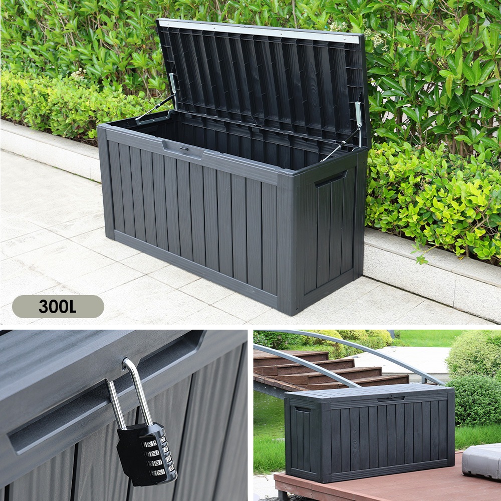 1976【270L 114.7*46.5*57.6cm キャスター付き】戸外収納庫 収納ボックス 置き配 ゴミ箱 小型 屋外 ストッカー 防水/耐侯 収納可能 ガーデン/庭/ベランダ 頑丈 ブラック 1976【270L 114.7*46.5*57.6cm キャスター付き】戸外収納庫 収納ボックス 置き配 ゴミ箱 小型 屋外 ストッカー 防水/耐侯 収納可能 ガーデン/庭/ベランダ 頑丈 ブラック