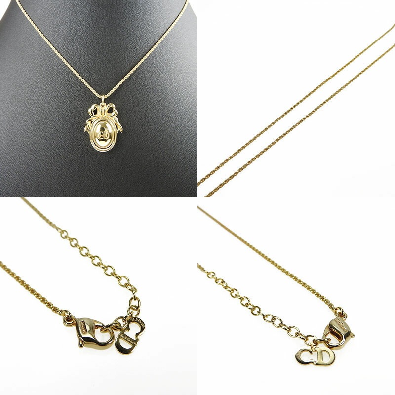 中古 クリスチャンディオール Christian Dior CDネックレス ゴールド CDチャーム レディース ネックレス ロゴ GP メッキ アクセサリー 小物 上品 女性 accessories