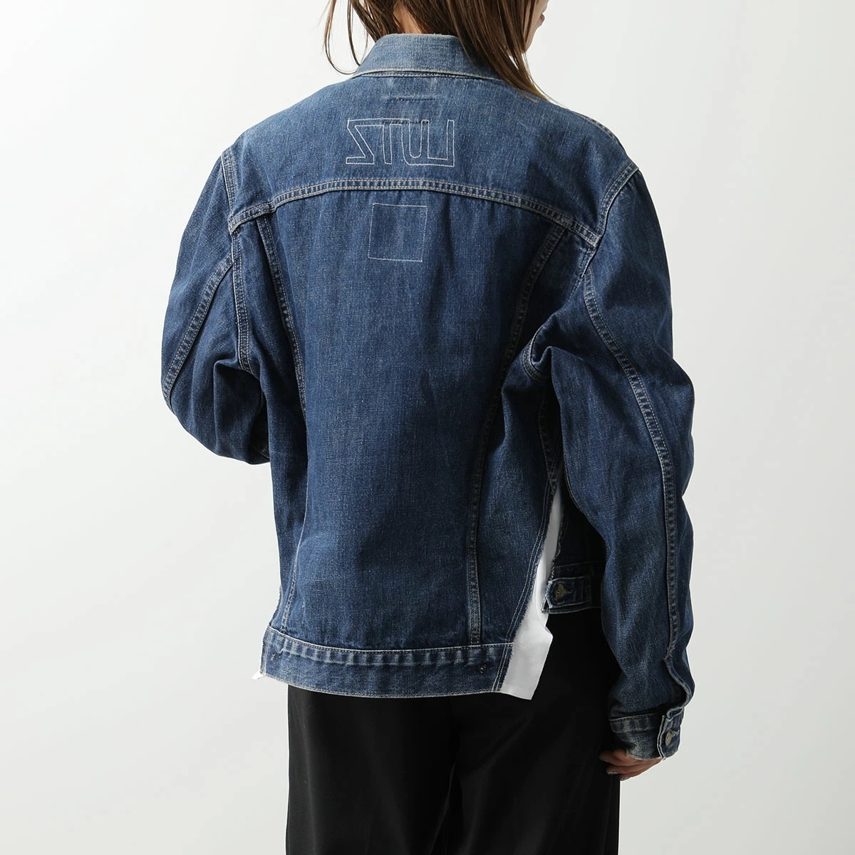 Lutz Huelle ルッツヒュエル デニム ジャケット TRACK DENIM JACKET レディース ウォッシュ スタンドネック 切替 ライン 001/WHITE