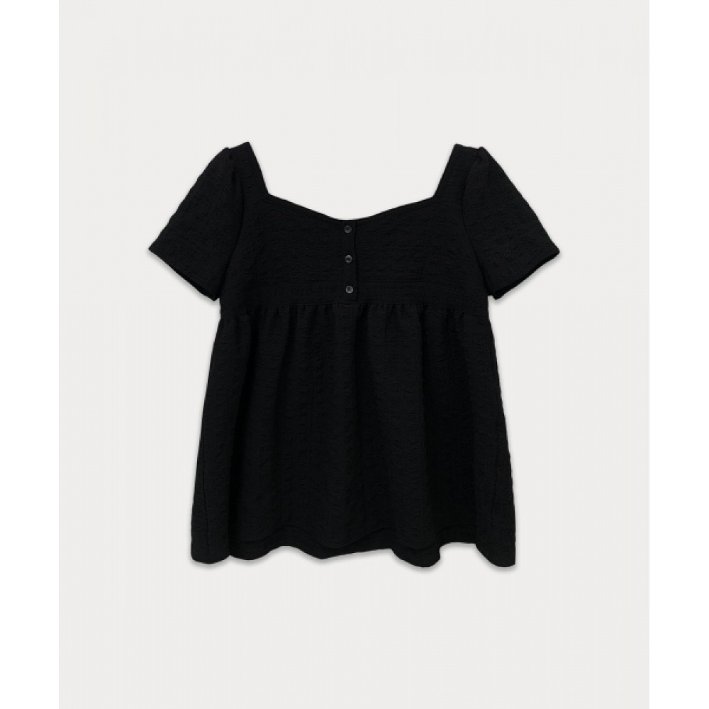 サムウェアバターシャーベットレースブラウス-ブラック