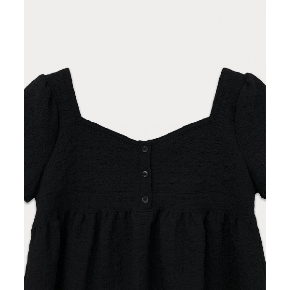 サムウェアバターシャーベットレースブラウス-ブラック