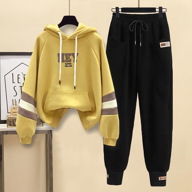 女性のトレンド春秋高ウエストパンツカジュアル ガーディアンスーツ ゆったりとしたフード付きコートを着る 女性のトレンド春秋高ウエストパンツカジュアル ガーディアンスーツ ゆったりとしたフード付きコートを着る