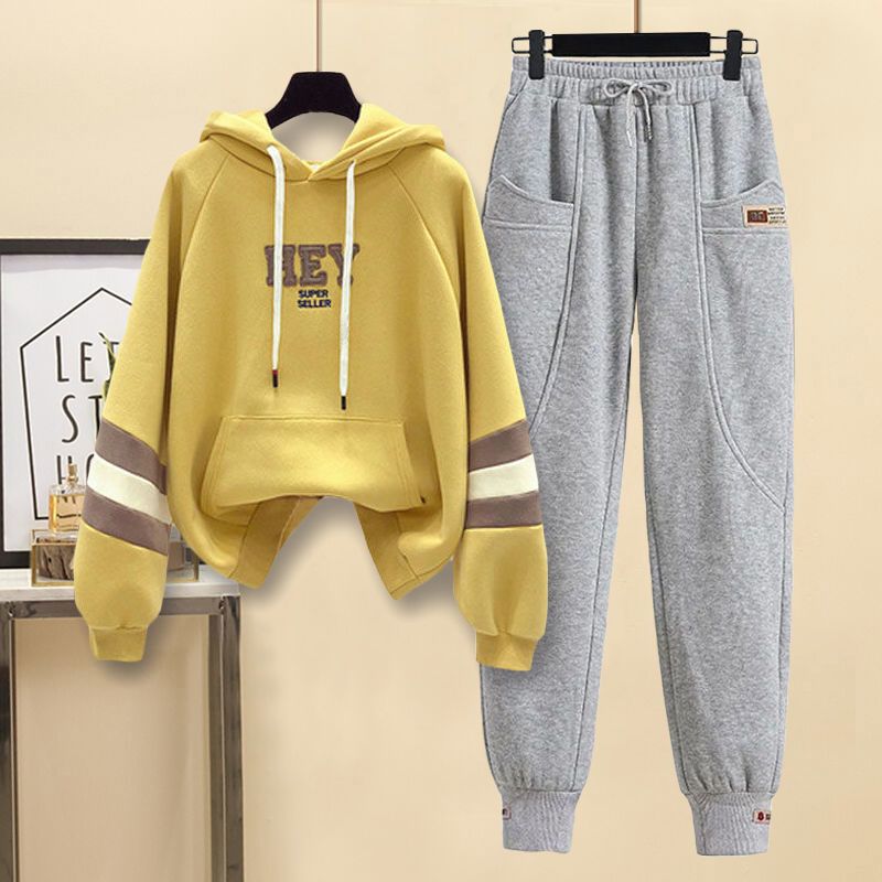 女性のトレンド春秋高ウエストパンツカジュアル ガーディアンスーツ ゆったりとしたフード付きコートを着る 女性のトレンド春秋高ウエストパンツカジュアル ガーディアンスーツ ゆったりとしたフード付きコートを着る