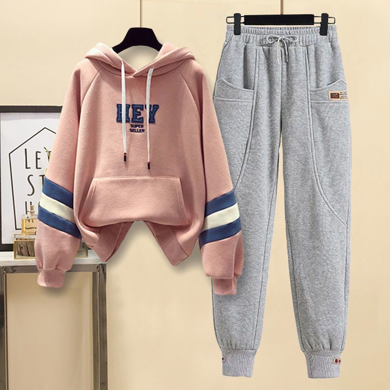 女性のトレンド春秋高ウエストパンツカジュアル ガーディアンスーツ ゆったりとしたフード付きコートを着る 女性のトレンド春秋高ウエストパンツカジュアル ガーディアンスーツ ゆったりとしたフード付きコートを着る